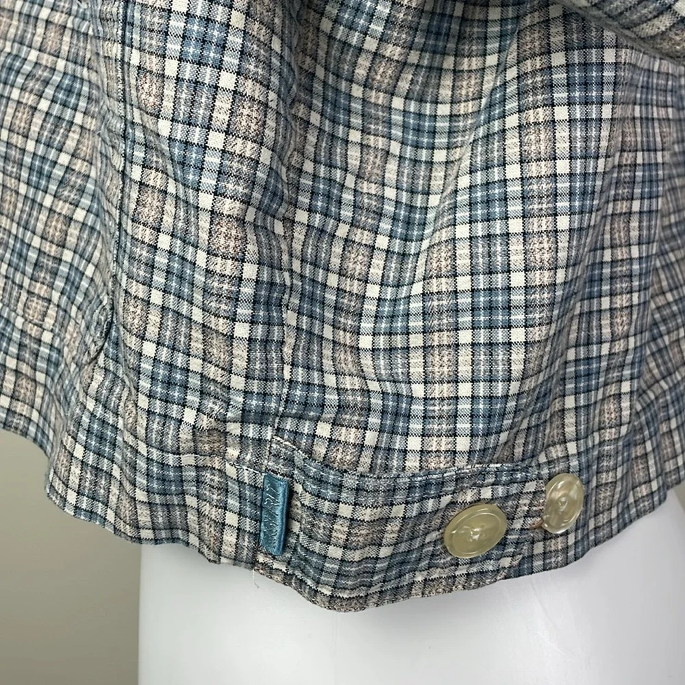 Vintage Esprit Sport Cropped Blazer Jacket Blue Plaid - Picture 9 of 14